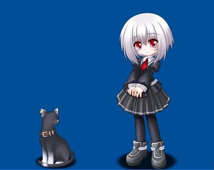 Original Taromati screenshot showing Kikka beside the black cat Towa